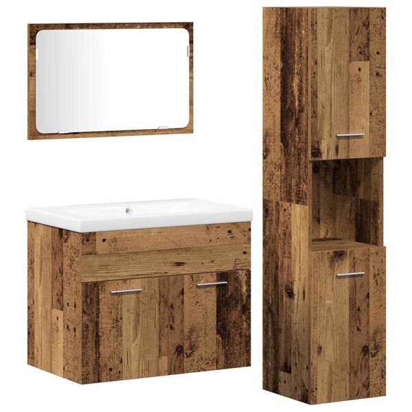 vidaXL Bathroom Furniture Set with Shelf 4 pcs Brown Engineered Wood