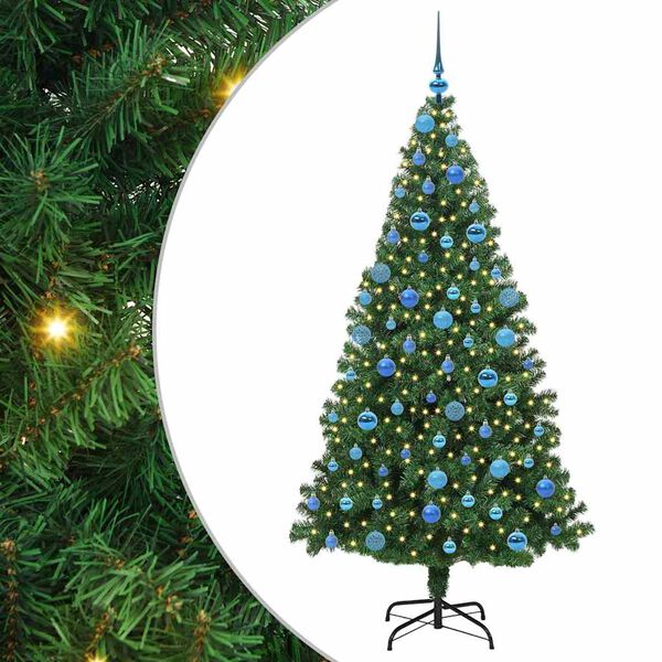 vidaXL Artificial Christmas Tree with 300 LEDs with Stand Green 180 cm