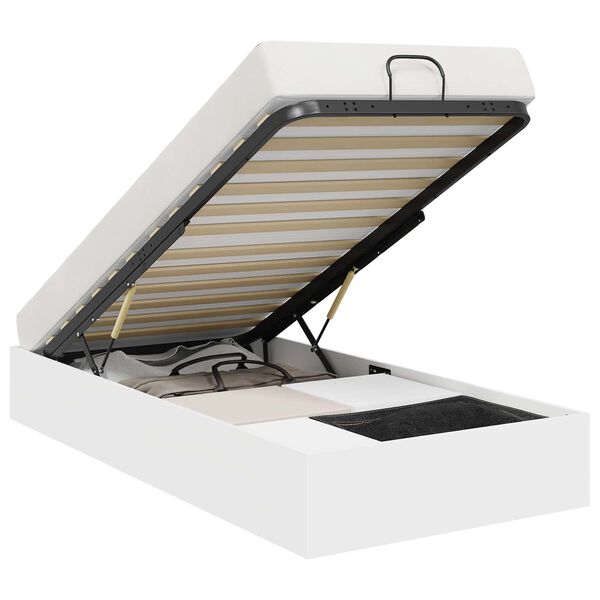 vidaXL Ottoman Bed Frame White 203 x 100 x 25 cm Chipboard