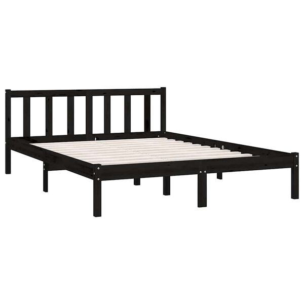 vidaXL Bed Frame without Mattress Black Solid Wood 160x200 cm