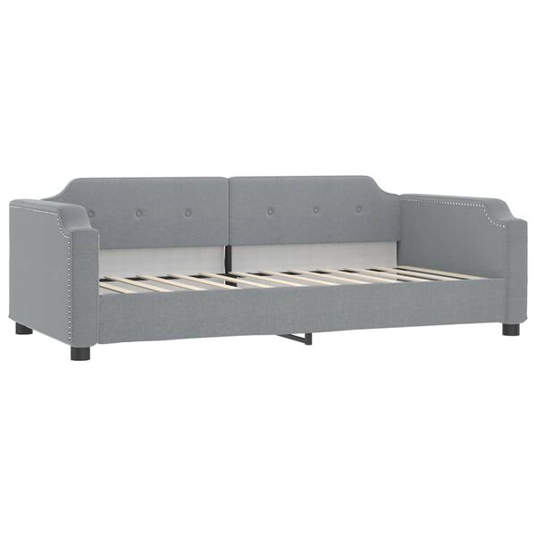 vidaXL Daybed with Trundle and Drawers Light Grey 90x190 cm Fabric