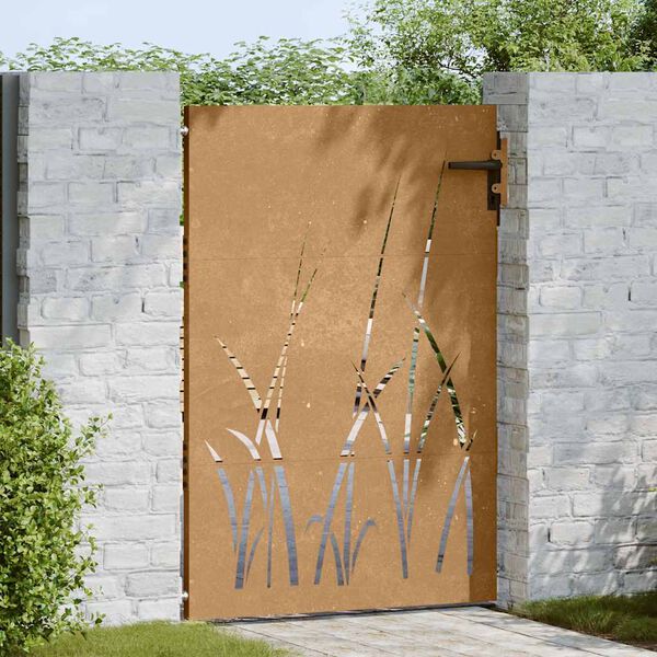 vidaXL Garden Gate 85x150 cm Corten Steel Grass Design