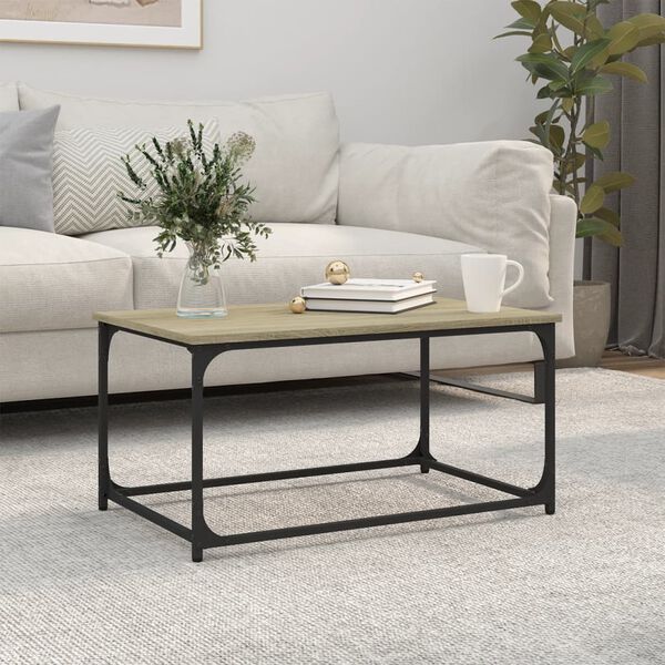 vidaXL Coffee Table Sonoma Oak 80x50x40 cm Engineered Wood and Iron