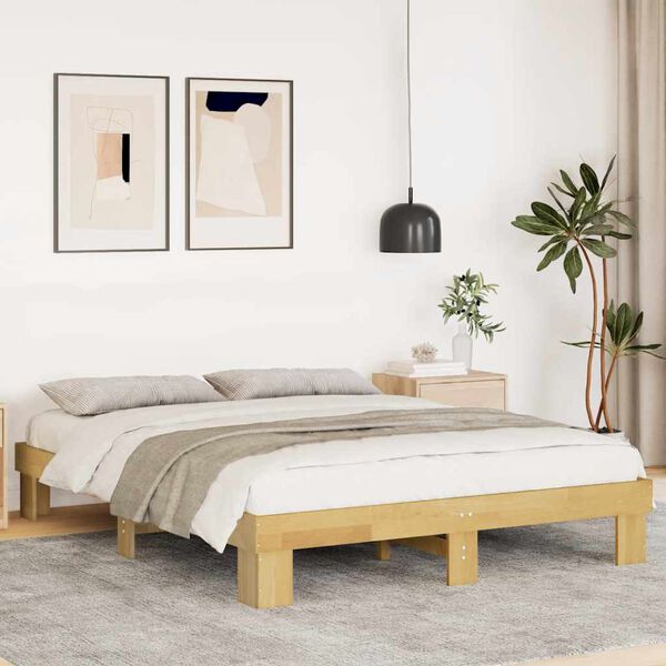 vidaXL Bed Frame without Mattress 140x190 cm Solid Wood Oak