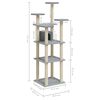 vidaXL Cat Tree with Sisal Scratching Posts Light Grey 171 cm
