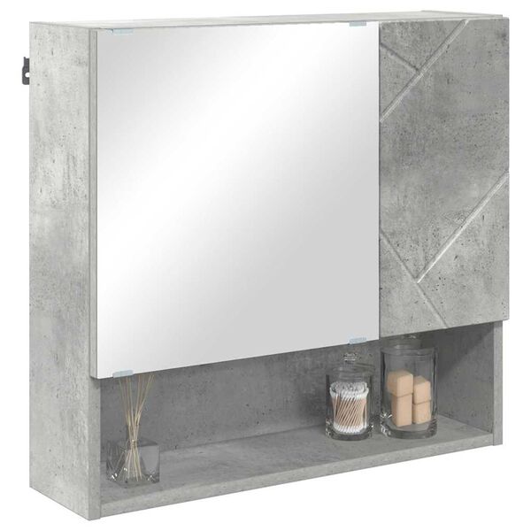 vidaXL Mirror Cabinet Concrete Grey 59 x 17 x 55 cm Engineered Wood