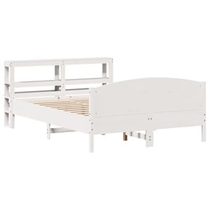 vidaXL Bed Frame without Mattress White 135x190 cm Double Solid Wood Pine