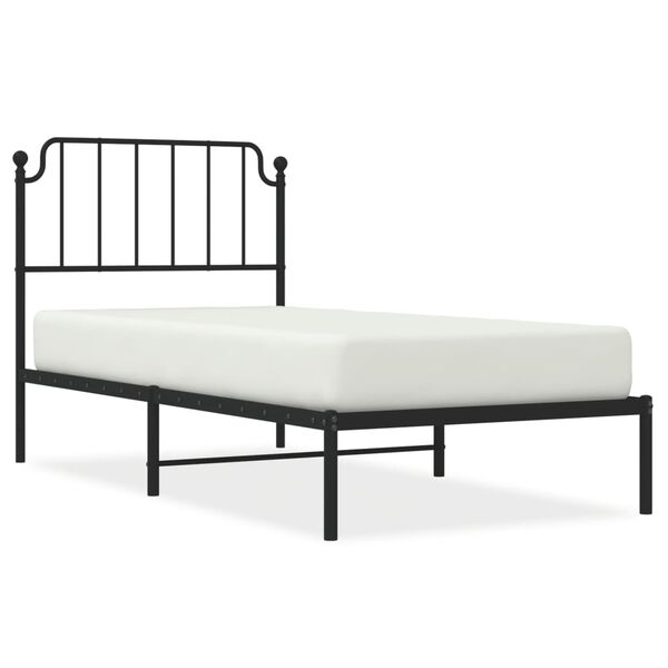 vidaXL Metal Bed Frame without Mattress with Headboard Black 90x190cm