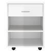 vidaXL Rolling Cabinet High Gloss White 46x36x59 cm Engineered Wood