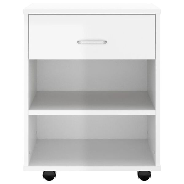 vidaXL Rolling Cabinet High Gloss White 46x36x59 cm Engineered Wood