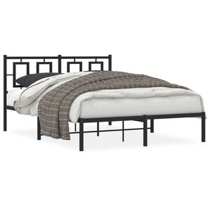 vidaXL Metal Bed Frame without Mattress with Headboard Black 140x190cm