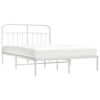 vidaXL Metal Bed Frame without Mattress with Headboard White 140x200cm