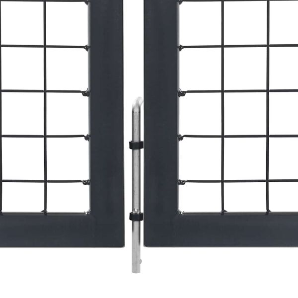 vidaXL Garden Gate with Posts Steel 350x120 cm Anthracite