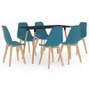 vidaXL 7 Piece Dining Set Turquoise