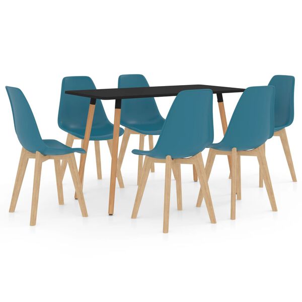 vidaXL 7 Piece Dining Set Turquoise