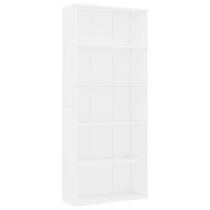 vidaXL 5-Tier Book Cabinet White 80x30x189 cm Engineered Wood