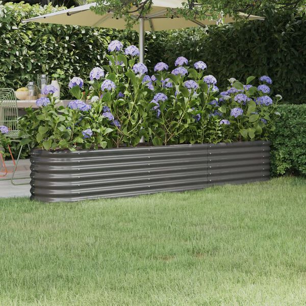 vidaXL Garden Raised Bed Galvanised Steel 224x40x36 cm Grey