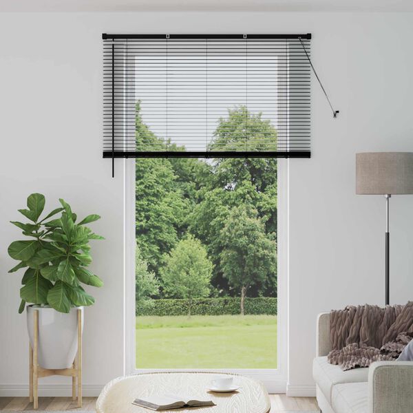vidaXL Venetian Blind Manual Adjustable Black 213 x 130 cm PVC