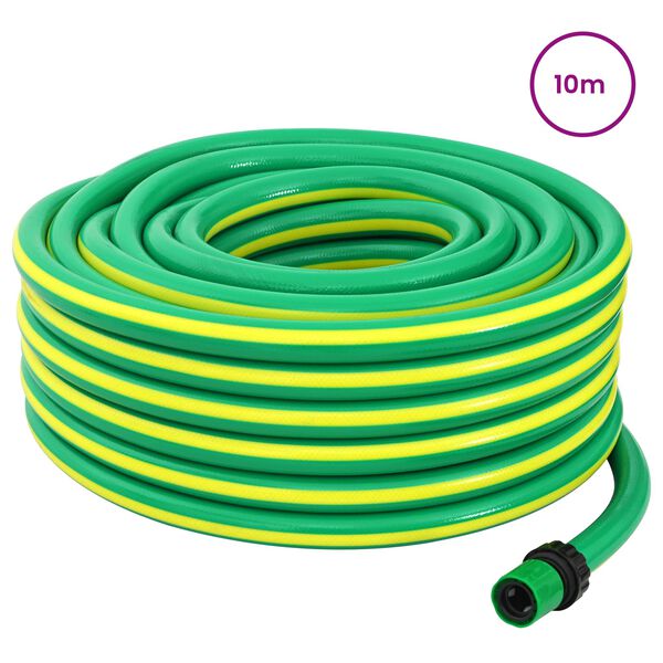 vidaXL Garden Hose 5-Ply Green and Yellow 1 / 2'' 10 m PVC
