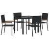 vidaXL Garden Dining Set 5 pcs Black Poly Rattan