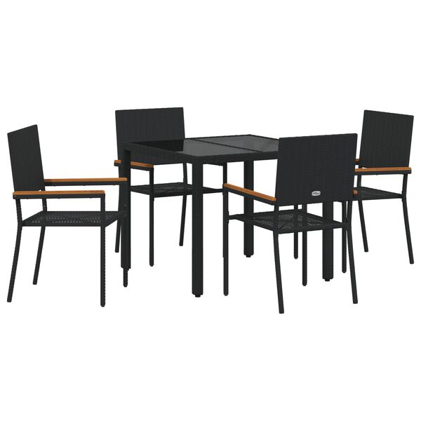 vidaXL Garden Dining Set 5 pcs Black Poly Rattan