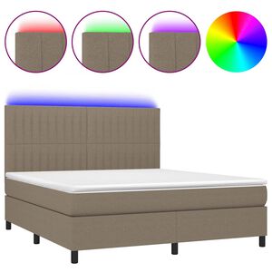 vidaXL Box Spring Bed with Mattress&LED Taupe 180x200 cm Fabric