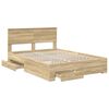 vidaXL Bed Frame with Drawer Sonoma Oak 135 x 190 cm Engineered Wood