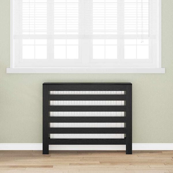 vidaXL Radiator Cover Black Oak 104 x 20 x 82 cm Engineered Wood
