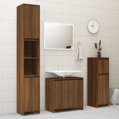 vidaXL Bathroom Cabinet Brown Oak 30x30x95 cm Engineered Wood | vidaXL.ie