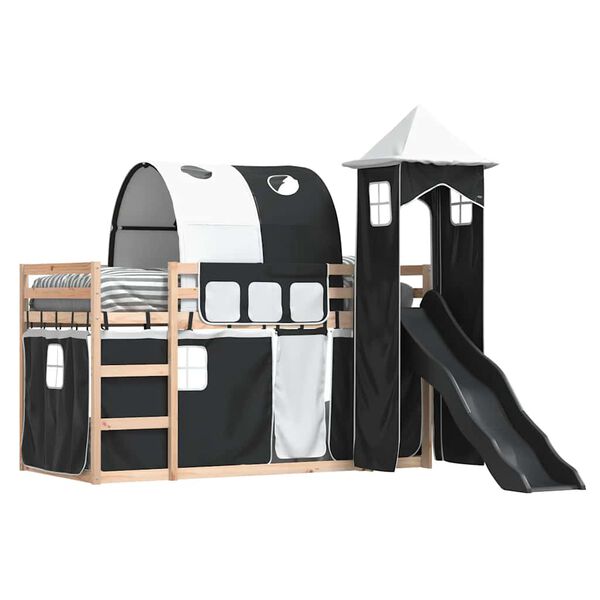 vidaXL Bunk Bed without Mattress with Slide White and Black 90x190 cm Single