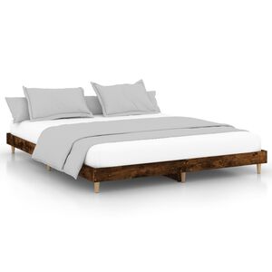 vidaXL Bed Frame without Mattress Smoked Oak 140x200 cm Engineered Wood