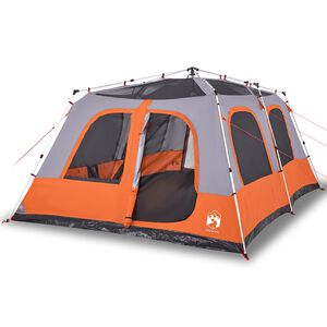 vidaXL Family Tent Dome 10-Person Grey and Orange Quick Release