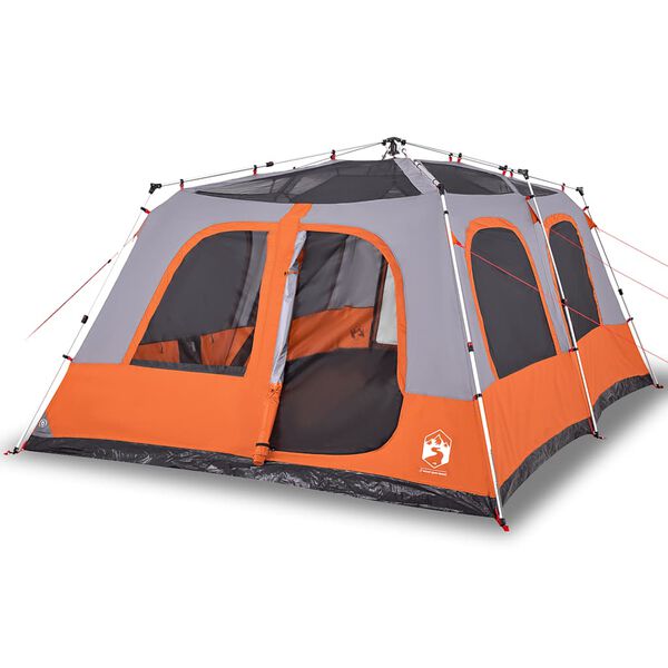 vidaXL Family Tent Dome 10-Person Grey and Orange Quick Release
