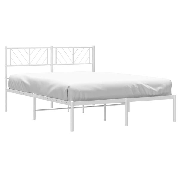 vidaXL Metal Bed Frame without Mattress with Headboard White 135x190cm