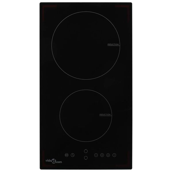 vidaXL Induction Hob with 2 Burners Touch Control Glass 3500 W