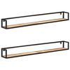 vidaXL Wall Shelf | Set of 2 | Natural Mango Wood and Black
