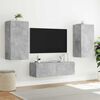 vidaXL TV Wall Cabinet with LED Lights Concrete Grey 40.5x35x80 cm
