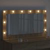 vidaXL Vanity Mirror with LED Strip Lights Sonoma Oak 100 x 55 x 18 cm