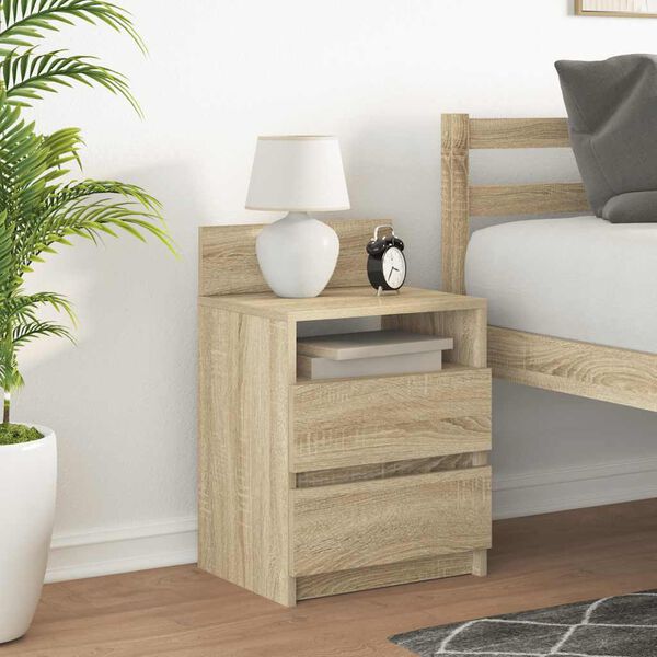 vidaXL Bedside Cabinet with 2 Drawers Sonoma Oak 40x33x60 cm