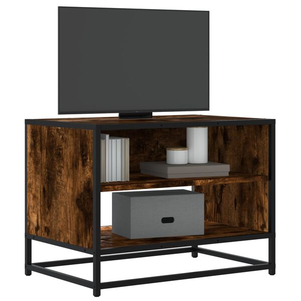 vidaXL TV Cabinet Smoked Oak 61x40x46 cm Engineered Wood and Metal