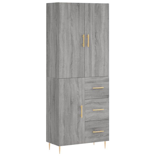 vidaXL Highboard Grey Sonoma 69.5x34x180 cm Engineered Wood