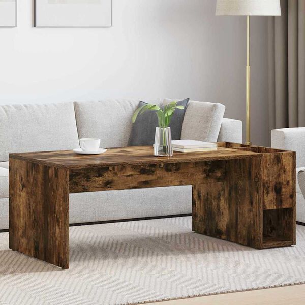 vidaXL Coffee Table Smoked Oak 101.5 x 50 x 37 cm Engineered Wood