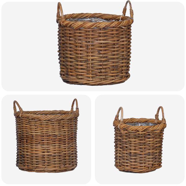 vidaXL Planter Basket with Storage 3 pcs Brown
