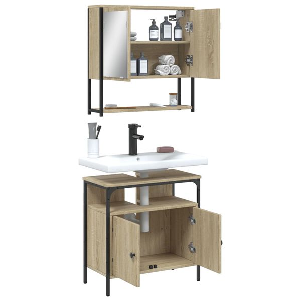 vidaXL 2 Piece Bathroom Furniture Set Sonoma Oak Engineered Wood