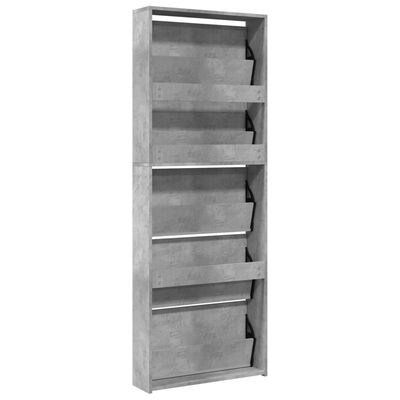 vidaXL Shoe Cabinet with Mirror 5-Layer Concrete Grey 63x17x169.5 cm