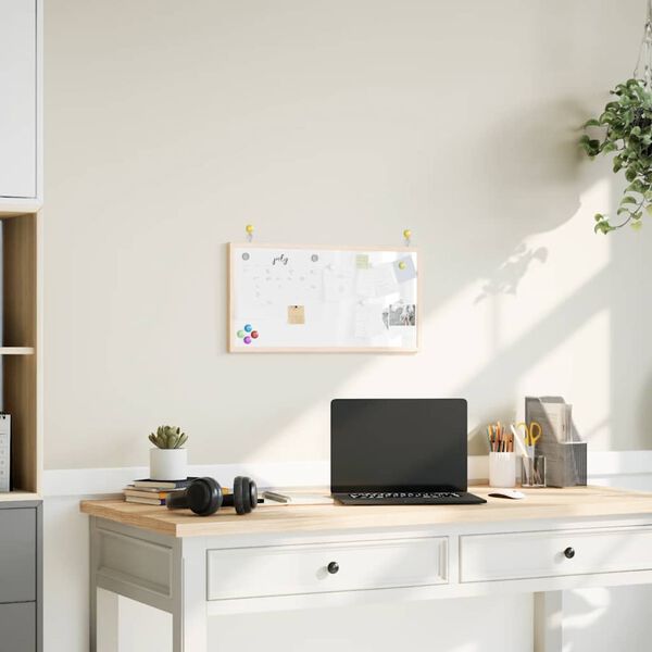 vidaXL Magnetic Whiteboard with Solid Pine Wood Frame 60x30 cm