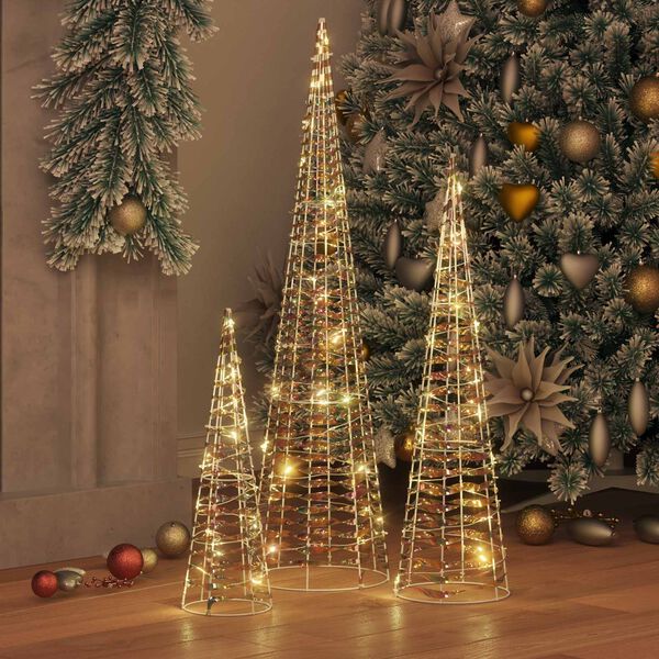 vidaXL Christmas Tree 3 pcs Warm white 20 x 20 x 80 cm PET