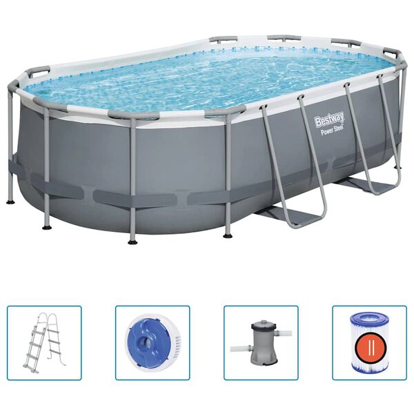Bestway Power Steel Above Ground Pool Oval 427x250x100 cm