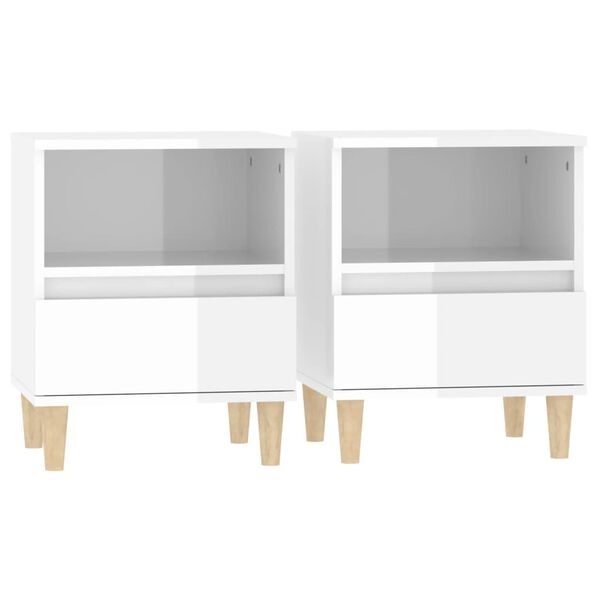vidaXL Bedside Cabinets 2 pcs High Gloss White 40x35x50 cm