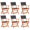 vidaXL Folding Chairs 6 pcs Black Solid Eucalyptus Wood&Textilene